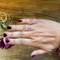 Pink Opal Inlay Band Ring – Sterling Silver  – Sizes 6.5 & 7.5