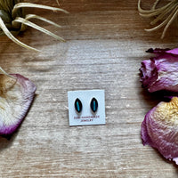 Mini Inlay Earrings – Kingman Turquoise – Sterling Silver – Zuni Made