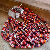 BE BOLD - 22-Inch Spiny Oyster & Wampum Statement Necklace with Sterling Silver Pearls