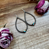 Mixed Turquoise & Spiny Oyster Teardrop Earrings – Sterling Silver Pearls