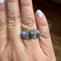 Band Ring - Size 8 12 - Purple Dahlia & sterling silver