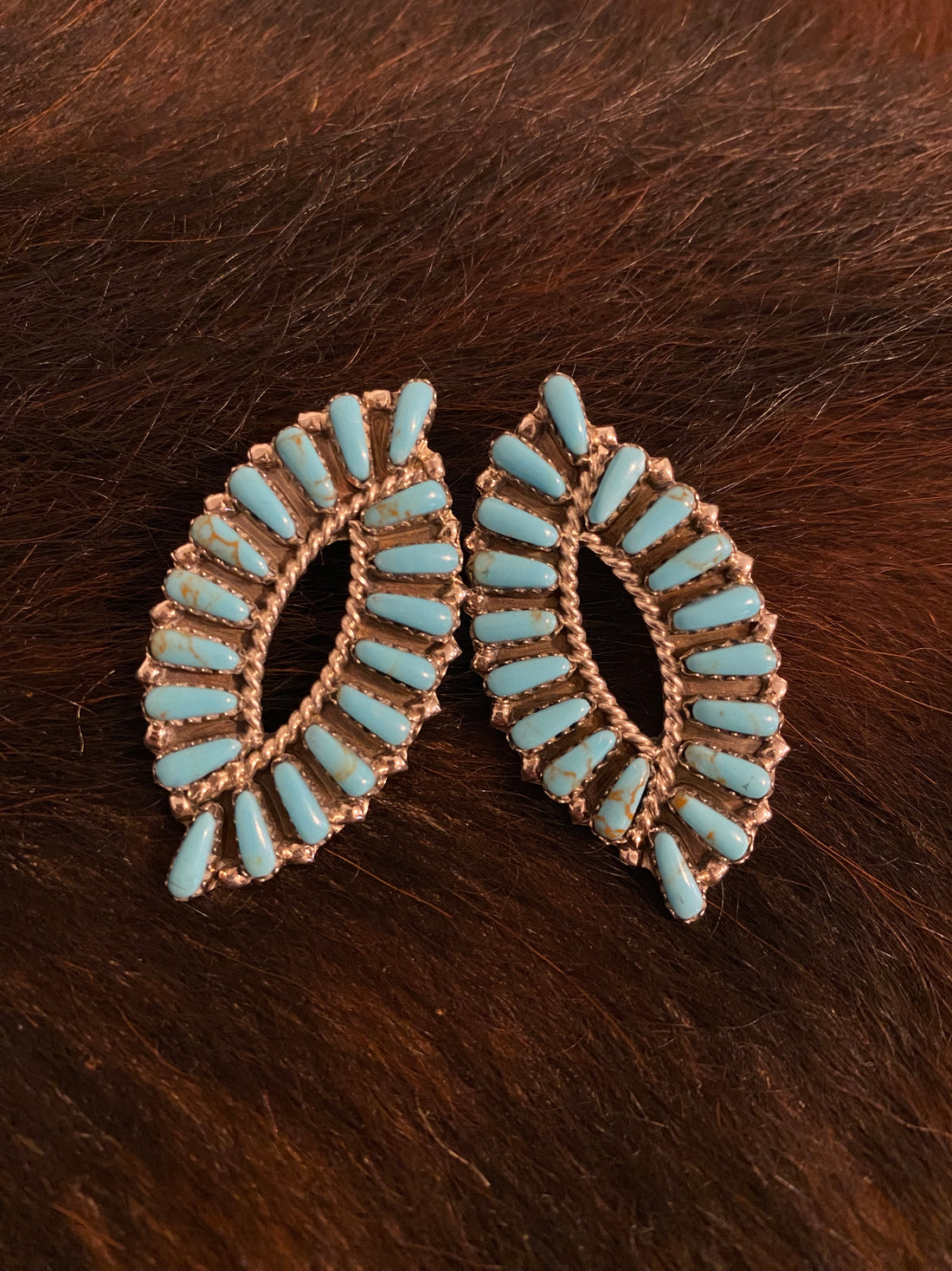 Tina Benally Sterling Silver Kingman Turquoise Earrings