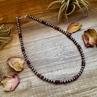 18-Inch Sterling Silver Pearl Necklace with Deep Purple Spiny Oyster – (5mm)