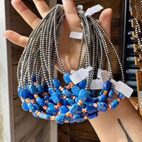 Sterling Silver & Spiny Oyster Choker with Lapis – Summer Necklace
