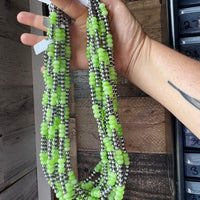Jade Dye Green & Sterling Silver Pearl Necklace – 21 ¾” Plus Extender