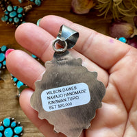 Complete Squash Blossom Set – Kingman Turquoise – Sterling Silver – Navajo Made by Wilson Dawes