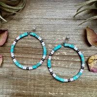 Turquoise Variscite & Pink Conch Hoop Earrings –  Exclusive Bijoux FAB Design