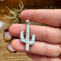 Cactus Pendant with White Opal – Sterling Silver – Fits 4mm Pearls