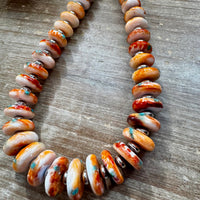 NFR Collection Necklace – Spiny Oyster & Turquoise with 6mm Sterling Silver Pearls – Handmade by The Bijoux FAB – 32.5"