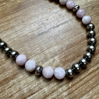 Faceted Kunzite & Sterling Silver Necklace – 8 mm Pearls – 20 Inch