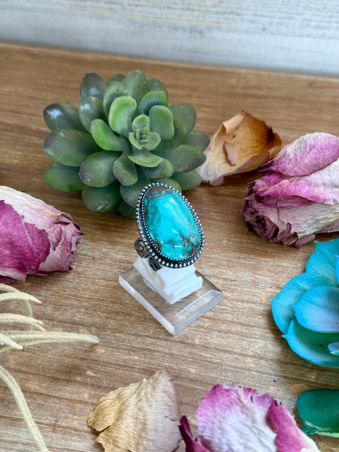 MJ Turquoise Ring – Sterling Silver Adjustable Band