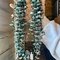 30 inch long shell and turquoise necklace
