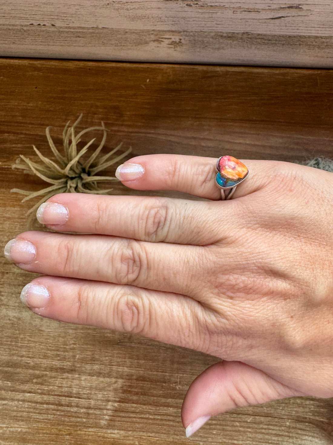 Heart Ring - Size 6 1/2 -Dahlia ring and sterling silver