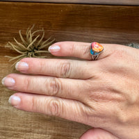 Heart Ring - Size 6 1/2 -Dahlia ring and sterling silver