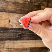 Ring - Size 8  -Red Spiny & Sterling Silver
