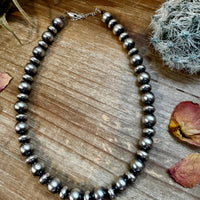 14 inch 10 mm and 10 mm Sterling Silver Pearls choker necklace