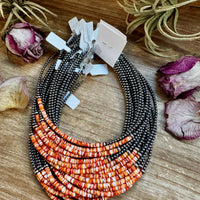 Spiny Oyster Heishi & Sterling Silver Pearl Choker