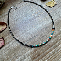 Sterling Silver Pearl Choker with Extra Turquoise & Spiny Oyster