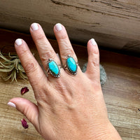 Ring size 7 & 8.5- long kingman turquoise and sterling silver