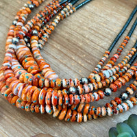22” Orange & Turquoise Graduated Necklace