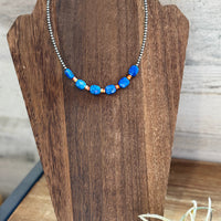 Sterling Silver & Spiny Oyster Choker with Lapis – Summer Necklace