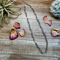 Silver Plated Paperclip Chain Choker – 14” + Extender
