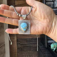 Golden Hill Turquoise Pendant – Navajo Handmade by Ned Nez, Sterling Silver