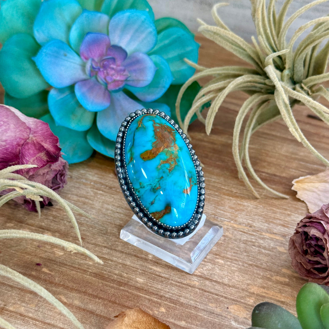 MJ Massive Turquoise Ring – Sterling Silver Adjustable Band