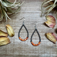 Teardrop Earrings – Sterling Silver Pearl & Orange Spiny Oyster