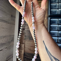 Faceted Kunzite & Sterling Silver Necklace – 8 mm Pearls – 20 Inch