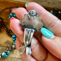 Complete Squash Blossom Set – Kingman Turquoise – Sterling Silver – Navajo Made by Wilson Dawes