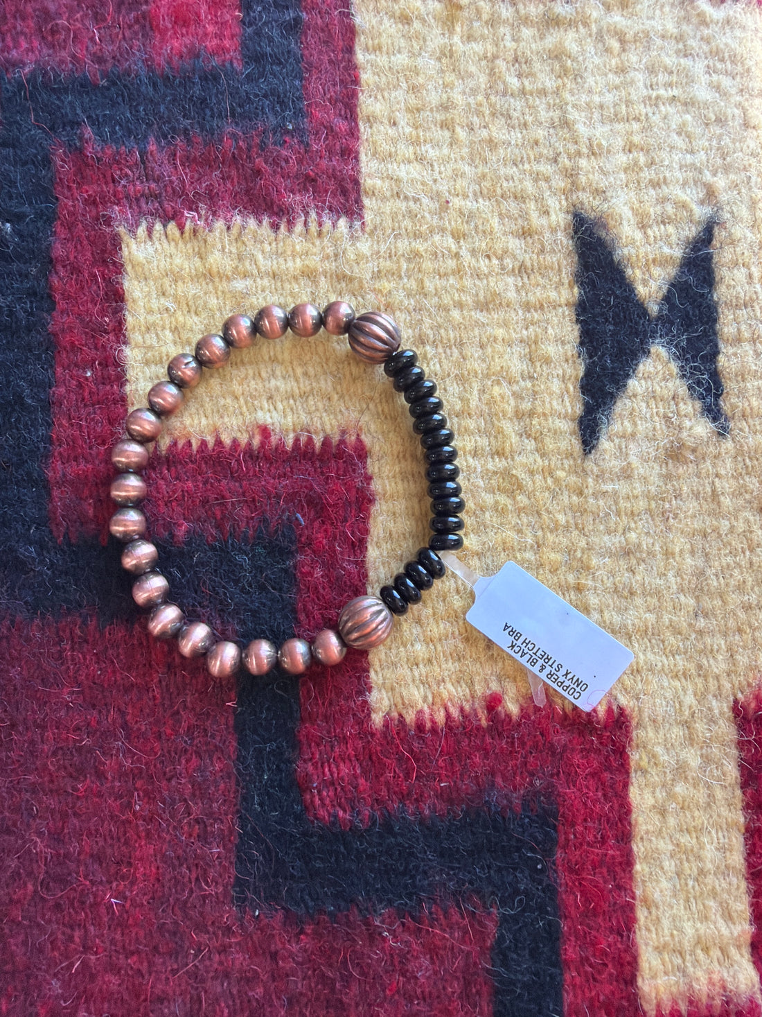 Copper and Onyx Stretchy Bracelet
