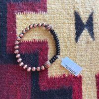 Copper and Onyx Stretchy Bracelet
