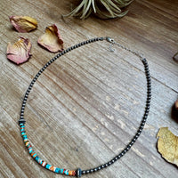 Sterling Silver Pearl Choker with Extra Turquoise & Spiny Oyster