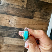 Ring size 7 & 8.5- long kingman turquoise and sterling silver