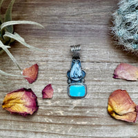 2 stone Pendant - Golden Hill turquoise, White Buffalo & Sterling Silver - option 3