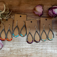 Green & Orange Heishi Earrings – Sterling Silver Pearls