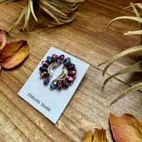 Half Cluster Earrings – Pink Dahlia & Sterling Silver