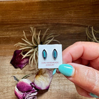 Mini Inlay Earrings – Kingman Turquoise – Sterling Silver – Zuni Made