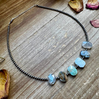 Peruvian Opal choker and Sterling Silver Pearls