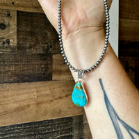 Pendant - Kingman Turquoise and sterling silver