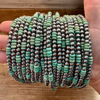 Green Turquoise & Sterling Silver Pearl Necklace – 5mm – Handmade by The Bijoux FAB – 19"