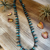 30 inch long shell and turquoise necklace
