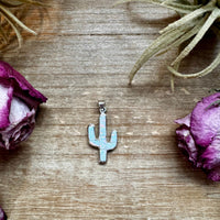 Cactus Pendant with White Opal – Sterling Silver – Fits 4mm Pearls