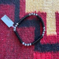 5mm Silver and Onyx Stretchy Bracelet