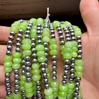 Jade Dye Green & Sterling Silver Pearl Necklace – 21 ¾” Plus Extender