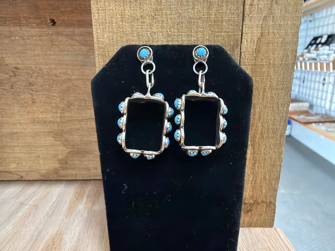Turquoise Dot Box Studs