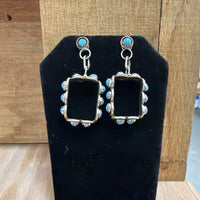 Turquoise Dot Box Studs