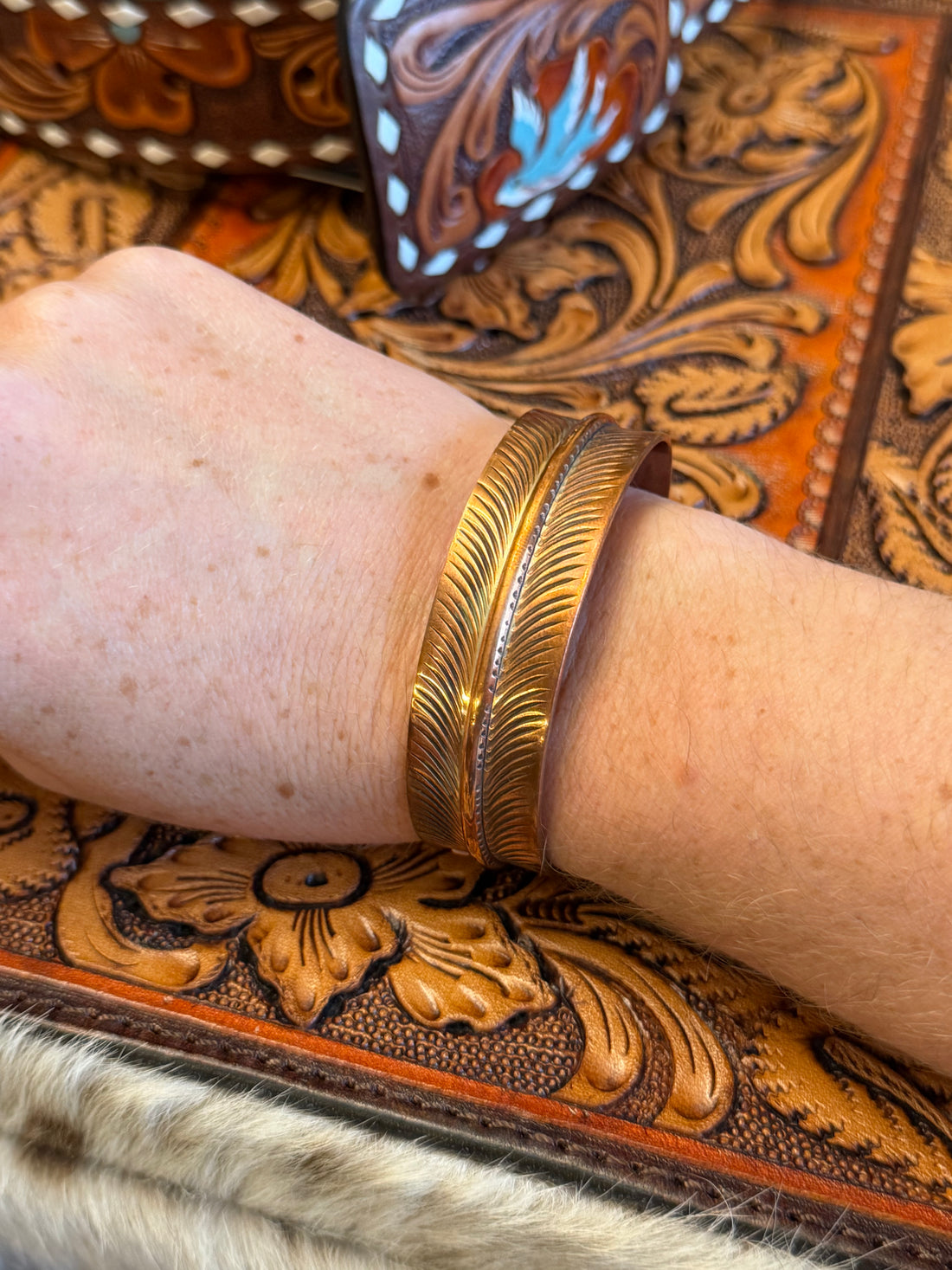 Aaron Davis Copper Feather Bracelet