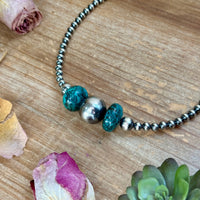 16.5” Turquoise Necklace – Sterling Silver Pearls